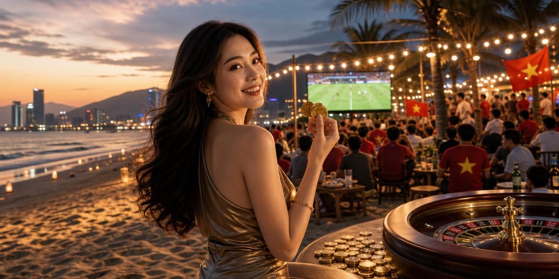 Người dùng Đà Nẵng chơi roulette trực tuyến tại bãi biển với điện thoại