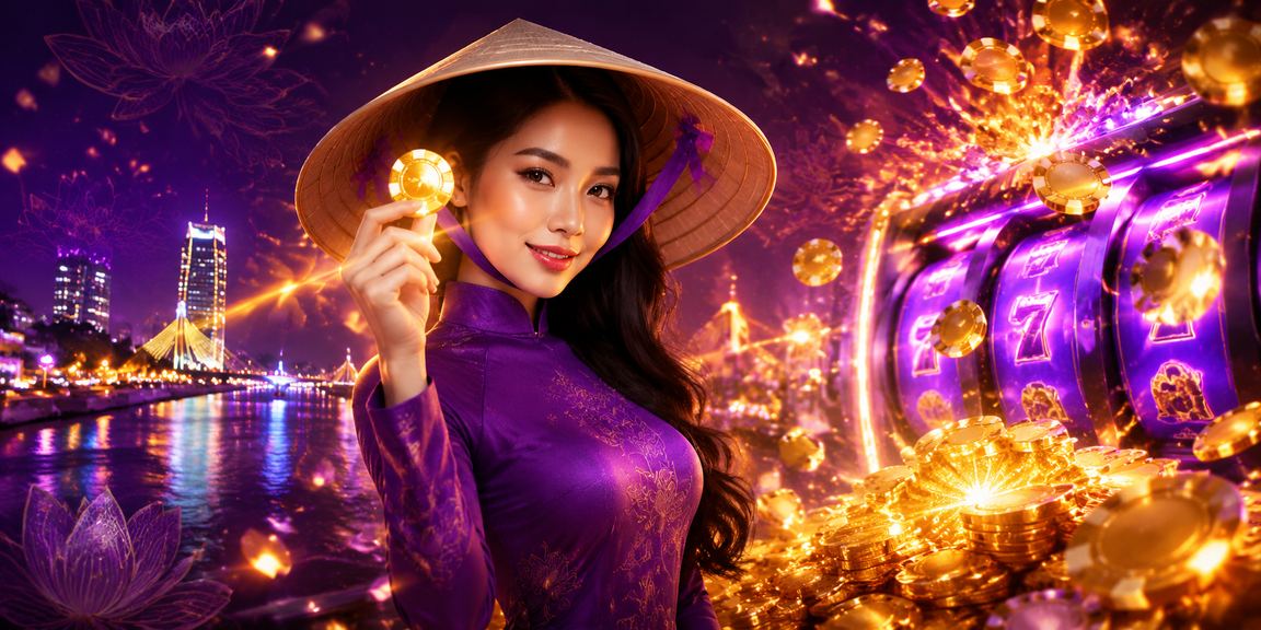 Người dùng Đà Nẵng chơi slot game trên điện thoại với nón lá truyền thống