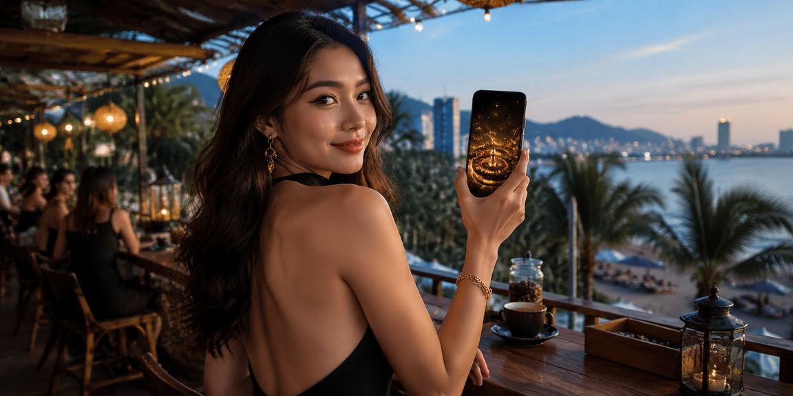 Người dùng Hà Nội theo dõi live betting casino trên điện thoại trong quán cà phê